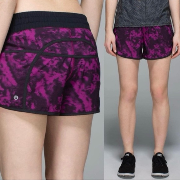 lululemon athletica Pants - Lululemon Tracker Short III 4-way Stretch In Plum Black/Black Size 12
